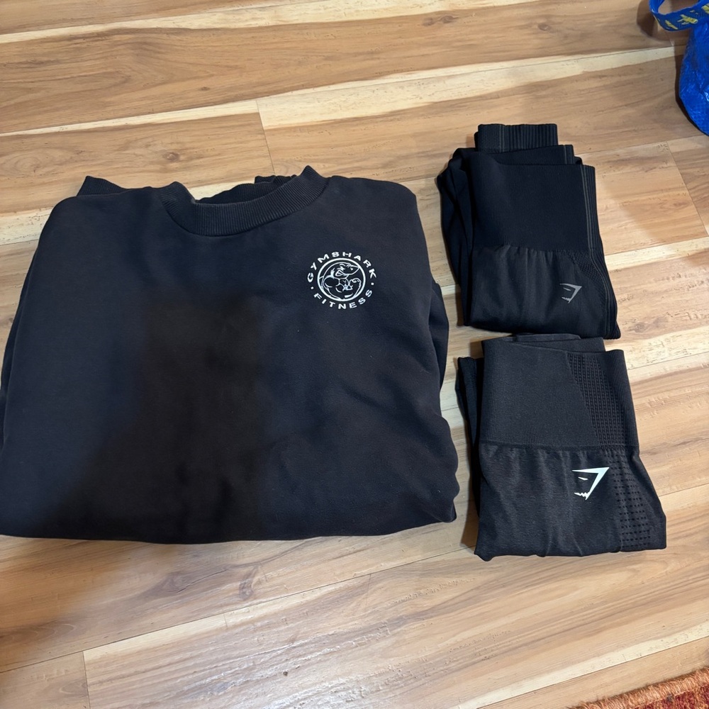Gymshark Black Sweatshirt and Leggings Lot ALL Size Small